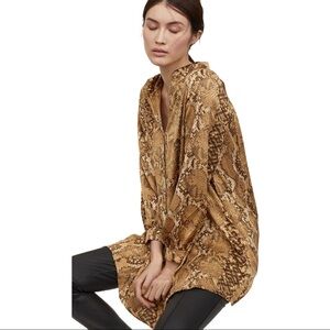 H&M Long Button Down Shirt Snake Print Size 12